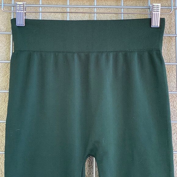 Military Green Fleece Lined Leggings Stretchy - Picture 5 of 5